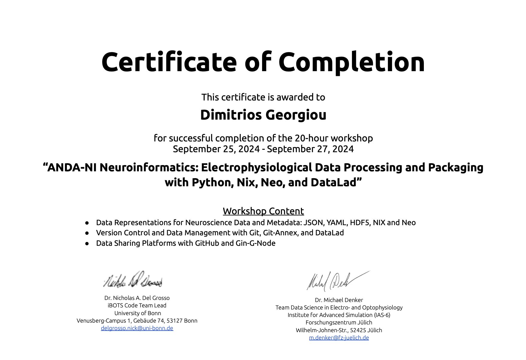 ANDA-NI Neuroinformatics Workshop
